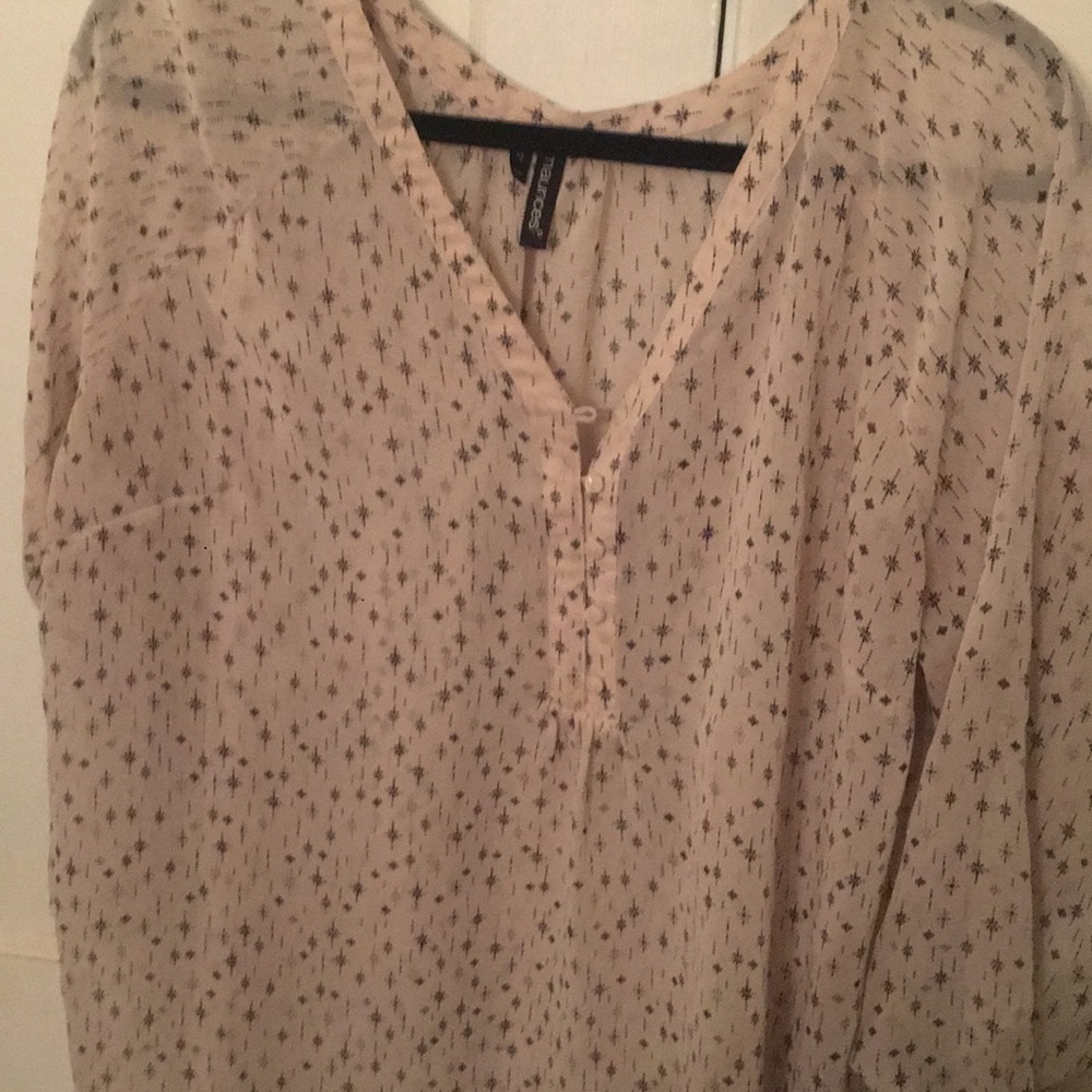 Cream and gray blouse